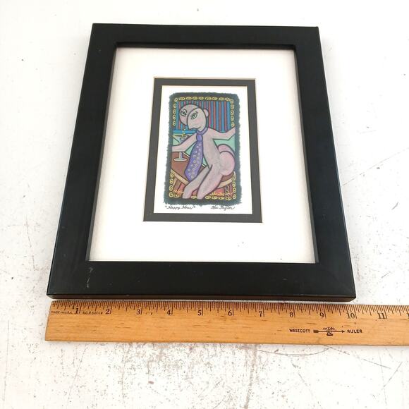 Kae Taylor "Happy Hour" Signed Numbered Print 16/450 Framed Art Whimsical Style - Picture 5 of 5